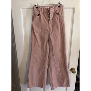 PacSun High Rise Wide Leg Corduroy Pants Jeans 24 Button Fly Peach Blush